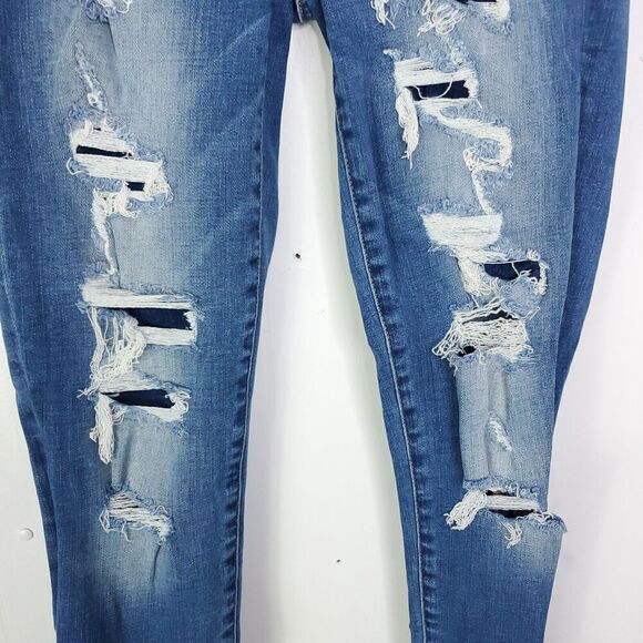 American Eagle Jeans Womens 2 High Rise Jeggings Distressed Ripped Light Wash - Picture 4 of 11